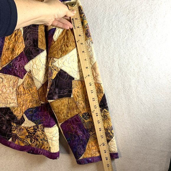 Patchwork Quilted Women Cardigan Jacket Sz L/XL Boho Hippie Cottage Folk Boxy - Picture 10 of 12